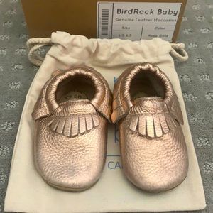 BirdRock Baby Moccasins, Rose Gold, Size 6.5